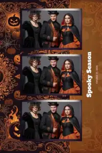 Variante format portrait 4x6, 3 photos et orientation paysage du design photobooth Orange Pumpkin Halloween Photo Booth pour Miroir Magique