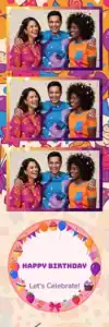 Variante bande 2x6, 3 photos et orientation paysage du design photobooth Colorful Balloons Birthday Party pour Vivabox