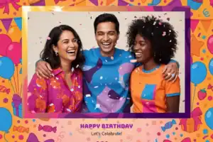 Variante format paysage 6x4, 1 photo et orientation paysage du design photobooth Colorful Balloons Birthday Party pour Vivabox