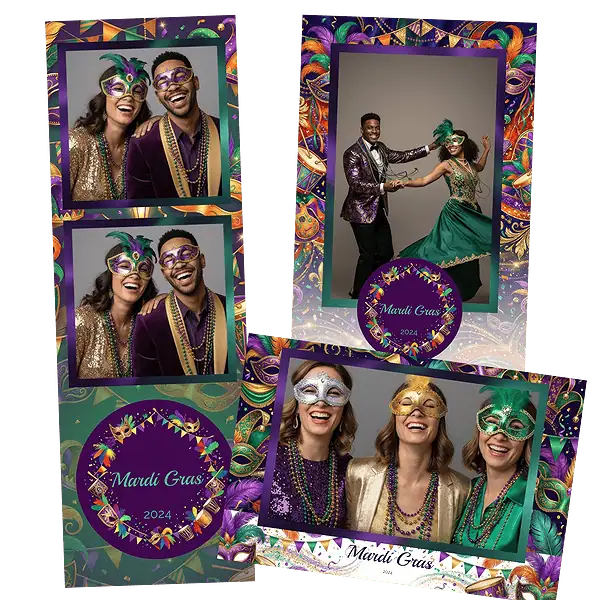 Design photobooth Blue Purple Mardi Gras Mask pour Vivabox et Miroir