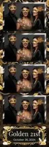 Variante bande 2x6, 4 photos et orientation paysage du design photobooth Gold Masks Birthday Balloons pour Vivabox
