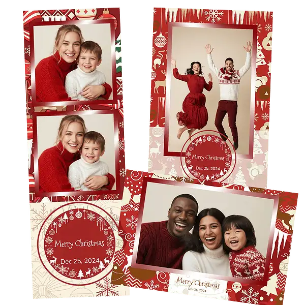Design photobooth Blue Snowflake Christmas Confetti pour Vivabox et Miroir