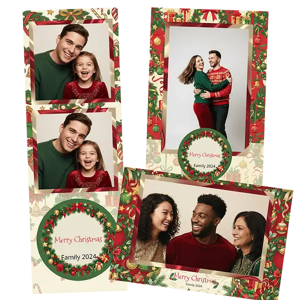 Design photobooth Red Polka Dot Christmas Frame pour Vivabox et Miroir
