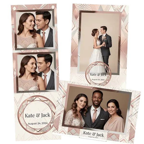 Design photobooth Black Geometric Wedding Template pour Vivabox et Miroir