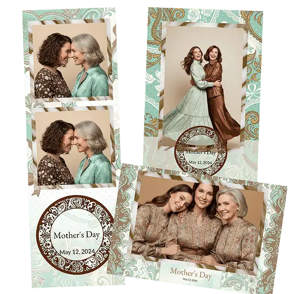 Design photobooth Pink Floral Mothers Day Polka Dots pour Vivabox et Miroir