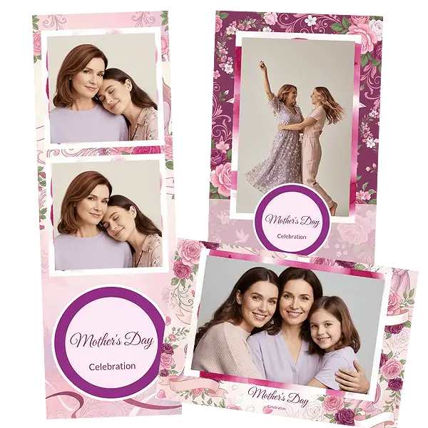 Design photobooth Purple Floral Mothers Day pour Vivabox et Miroir