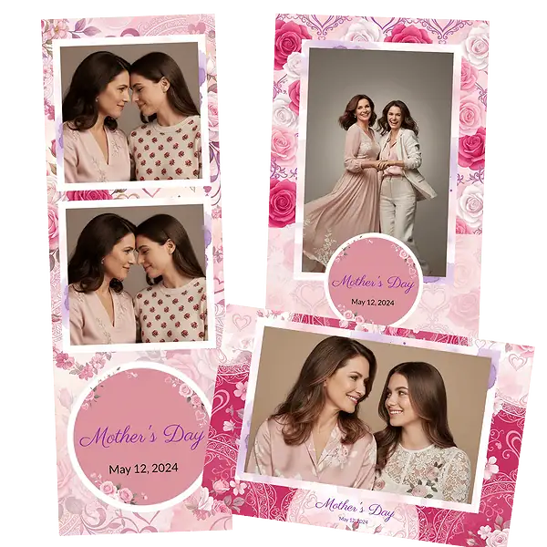 Design photobooth Pink Floral Mothers Day pour Vivabox et Miroir