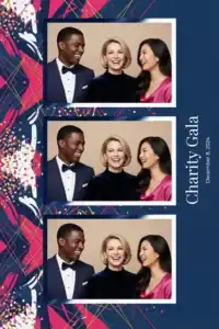 Variante format portrait 4x6, 3 photos et orientation paysage du design photobooth Neon Geometric Party Confetti pour Miroir Magique