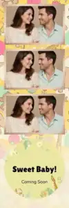 Variante bande 2x6, 3 photos et orientation paysage du design photobooth Pastel Animals Baby Shower pour Vivabox