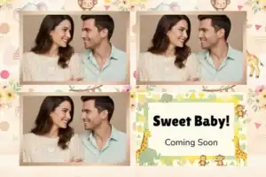 Variante format paysage 6x4, 3 photos et orientation paysage du design photobooth Pastel Animals Baby Shower pour Vivabox