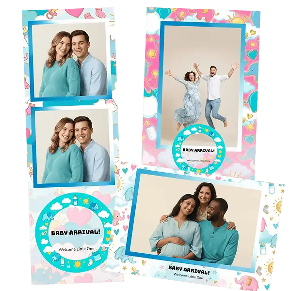 Design photobooth Blue Baby Elephant Shower pour Vivabox et Miroir