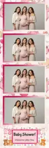 Variante bande 2x6, 4 photos et orientation paysage du design photobooth Pink Polka Dot Baby Shower pour Vivabox