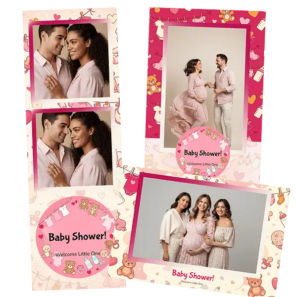 Design photobooth Pink Polka Dot Baby Shower pour Vivabox et Miroir