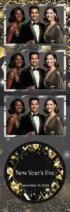 Variante bande 2x6, 3 photos et orientation paysage du design photobooth Gold Confetti New Years Eve pour Vivabox