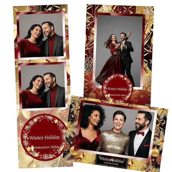 Design photobooth Red Confetti New Years Eve pour Vivabox et Miroir