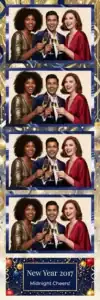Variante bande 2x6, 4 photos et orientation paysage du design photobooth Gold Bokeh New Years pour Vivabox