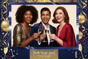 Variante format paysage 6x4, 1 photo et orientation paysage du design photobooth Gold Bokeh New Years pour Vivabox