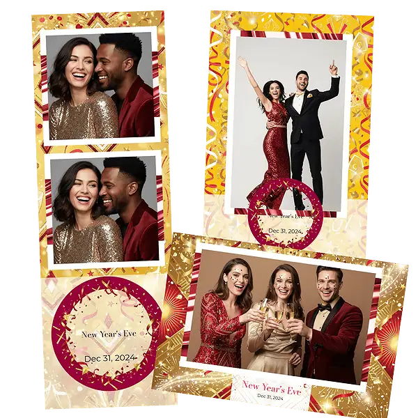 Design photobooth Gold Bokeh New Years Eve pour Vivabox et Miroir