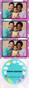 Variante bande 2x6, 3 photos et orientation paysage du design photobooth Pastel Easter Bunny Balloons pour Vivabox
