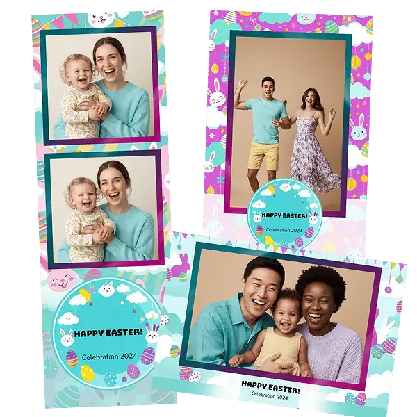 Design photobooth Pastel Easter Bunny Balloons pour Vivabox et Miroir