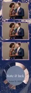Variante bande 2x6, 3 photos et orientation paysage du design photobooth Pink Blue Marble Wedding pour Vivabox
