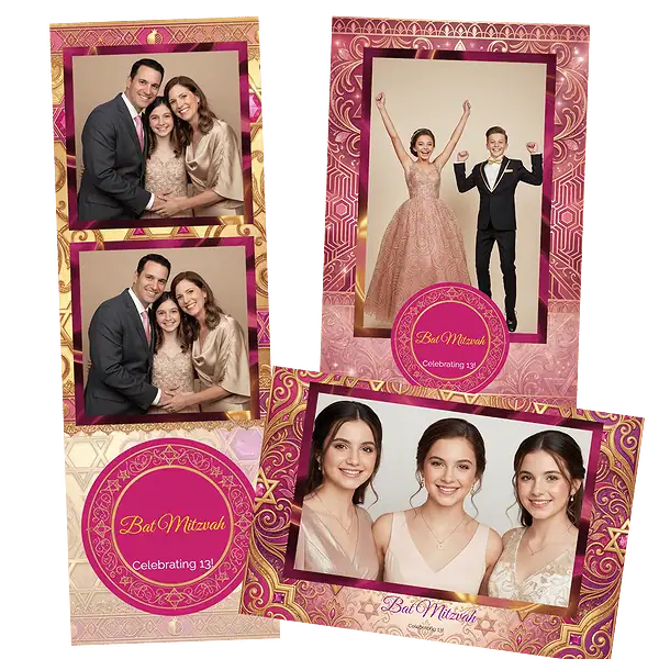 Design photobooth Pink Glitter Bat Mitzvah pour Vivabox et Miroir