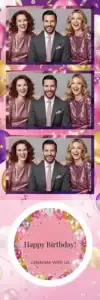 Variante bande 2x6, 3 photos et orientation paysage du design photobooth Pink Confetti Birthday Balloons pour Vivabox