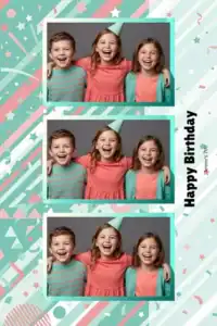 Variante format portrait 4x6, 3 photos et orientation paysage du design photobooth Pastel Confetti Birthday Booth pour Miroir Magique