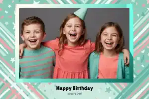 Variante format paysage 6x4, 1 photo et orientation paysage du design photobooth Pastel Confetti Birthday Booth pour Vivabox
