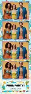 Variante bande 2x6, 4 photos et orientation paysage du design photobooth Blue Pool Party Confetti pour Vivabox