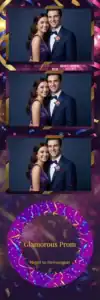 Variante bande 2x6, 3 photos et orientation paysage du design photobooth Neon Confetti Party Booth pour Vivabox