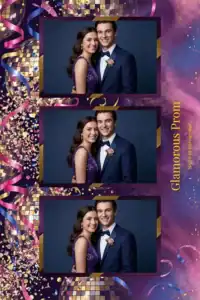 Variante format portrait 4x6, 3 photos et orientation paysage du design photobooth Neon Confetti Party Booth pour Miroir Magique