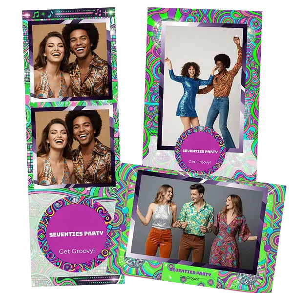 Design photobooth Neon Stripes Disco Party pour Vivabox et Miroir