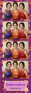 Variante bande 2x6, 4 photos et orientation paysage du design photobooth Neon Stars Quinceanera Template pour Vivabox