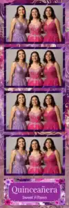 Variante bande 2x6, 4 photos et orientation paysage du design photobooth Pink Flower Quinceanera Ribbons pour Vivabox