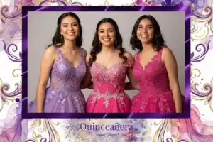 Variante format paysage 6x4, 1 photo et orientation paysage du design photobooth Pink Flower Quinceanera Ribbons pour Vivabox