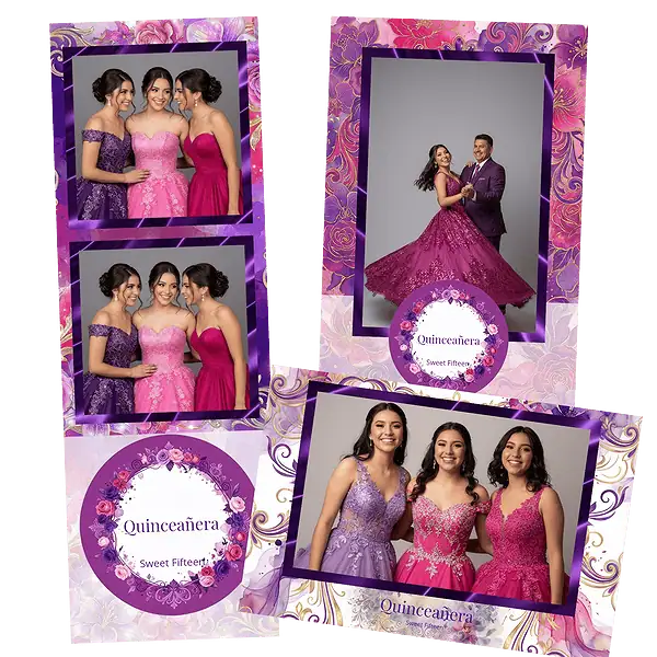 Design photobooth Pink Flower Quinceanera Ribbons pour Vivabox et Miroir