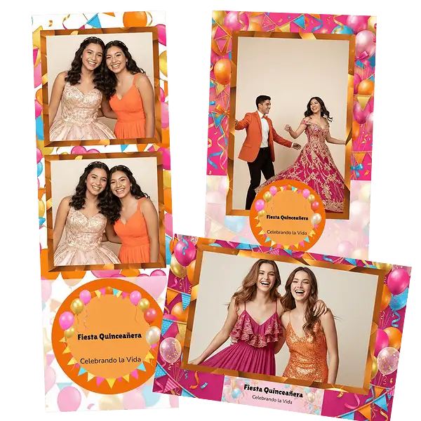 Design photobooth Pink And Gold Quinceanera Balloons pour Vivabox et Miroir