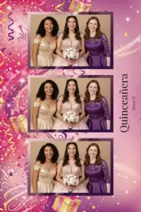 Variante format portrait 4x6, 3 photos et orientation paysage du design photobooth Pink Cake Confetti Birthday pour Miroir Magique