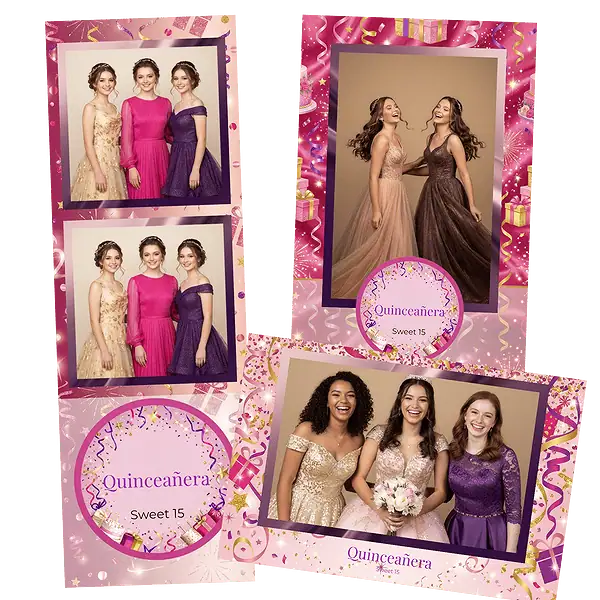Design photobooth Pink Cake Confetti Birthday pour Vivabox et Miroir