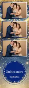 Variante bande 2x6, 3 photos et orientation paysage du design photobooth Neon Stars Birthday Template pour Vivabox