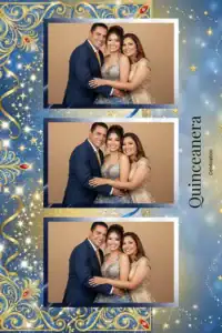 Variante format portrait 4x6, 3 photos et orientation paysage du design photobooth Neon Stars Birthday Template pour Miroir Magique