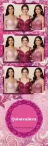 Variante bande 2x6, 3 photos et orientation paysage du design photobooth Pink Geometric Quinceanera Swirls pour Vivabox