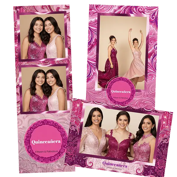 Design photobooth Pink Geometric Quinceanera Swirls pour Vivabox et Miroir