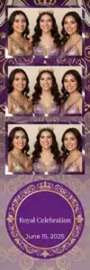 Variante bande 2x6, 3 photos et orientation paysage du design photobooth Purple Geometric Quinceanera pour Vivabox