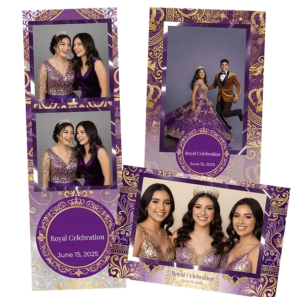 Design photobooth Purple Geometric Quinceanera pour Vivabox et Miroir