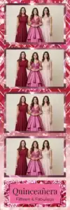 Variante bande 2x6, 4 photos et orientation paysage du design photobooth Red Coral Diamond Quinceanera pour Vivabox