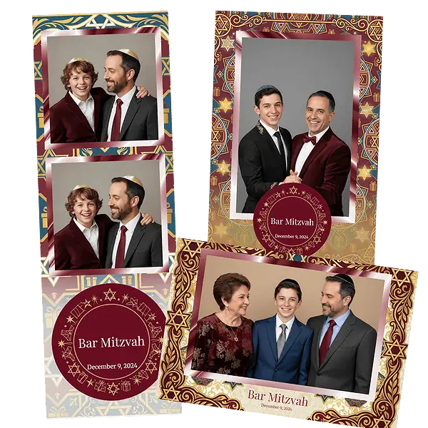 Design photobooth Red Geometric Bar Mitzvah pour Vivabox et Miroir