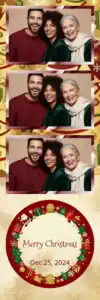 Variante bande 2x6, 3 photos et orientation paysage du design photobooth Red Holly Christmas Frame pour Vivabox