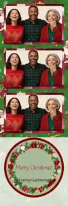 Variante bande 2x6, 3 photos et orientation paysage du design photobooth Red Holly Christmas Illustration pour Vivabox